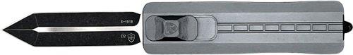 Durable gray retractable utility knife with double-edged blade, ideal for precise cutting tasks.