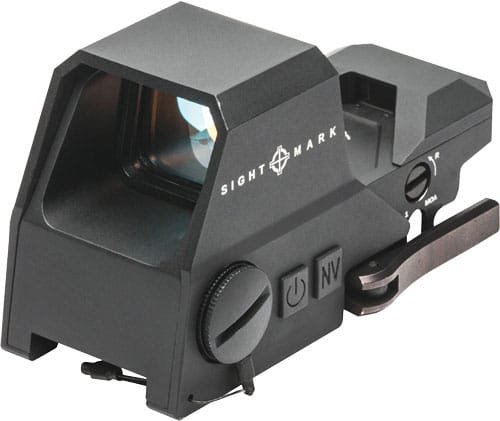 Compact reflex sight with adjustable brightness and windage for enhanced precision in shooting and hunting.