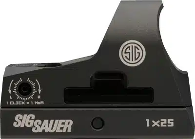 Compact SIG Sauer 1x25 Reflex Sight for rapid target acquisition and enhanced shooting accuracy.