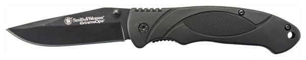 SWA25 Tactical Folding Knife: Ergonomic grip, matte black blade, and safety lock for reliable use.