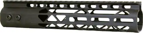 Sleek matte black tactical handguard for rifles, featuring lightweight aluminum and customizable accessory mounting.