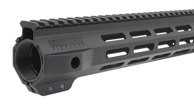 Durable black AR-Platform handguard with customizable Picatinny rail for enhanced control and versatility.