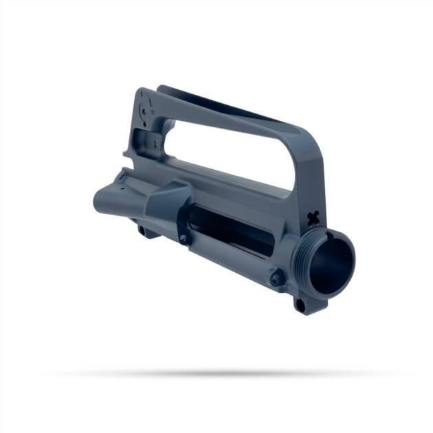 Durable gray aluminum upper receiver with Picatinny rail for versatile firearm upgrades.