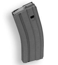 High-capacity curved magazine for reliable feeding in semi-automatic and automatic firearms.