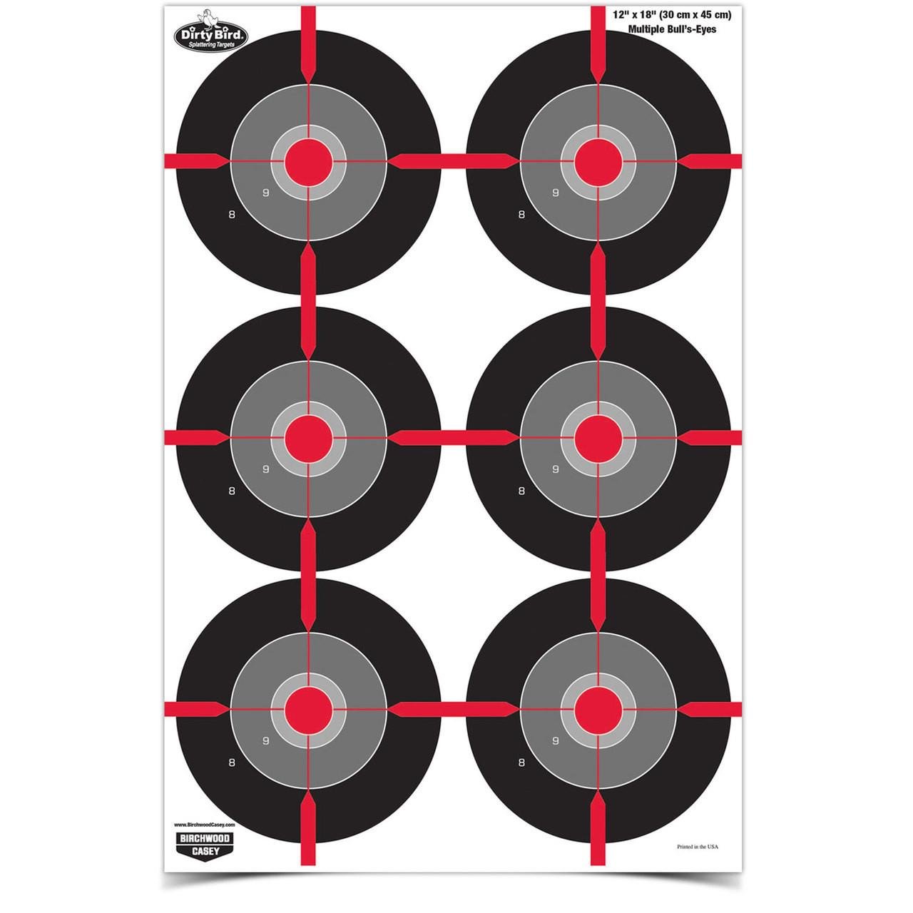 Birchwood Casey Dirty Bird 12"x18" Splatter Target Multiple Bull's Eye - 100/ct