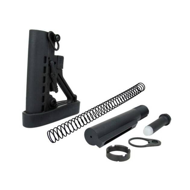 AR-15 adjustable stock assembly for enhanced comfort and recoil management. Ideal for customization.