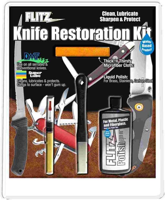 Flitz Knife Restoration Kit: Essential tools for maintaining sharp, clean, and visually appealing knives.