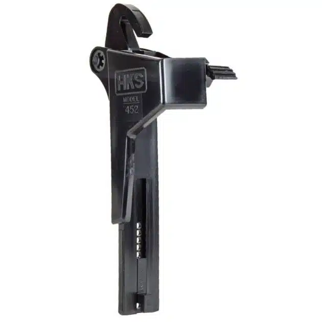 HKS Model 452 speed loader for revolvers, designed for quick and efficient ammunition reloading.