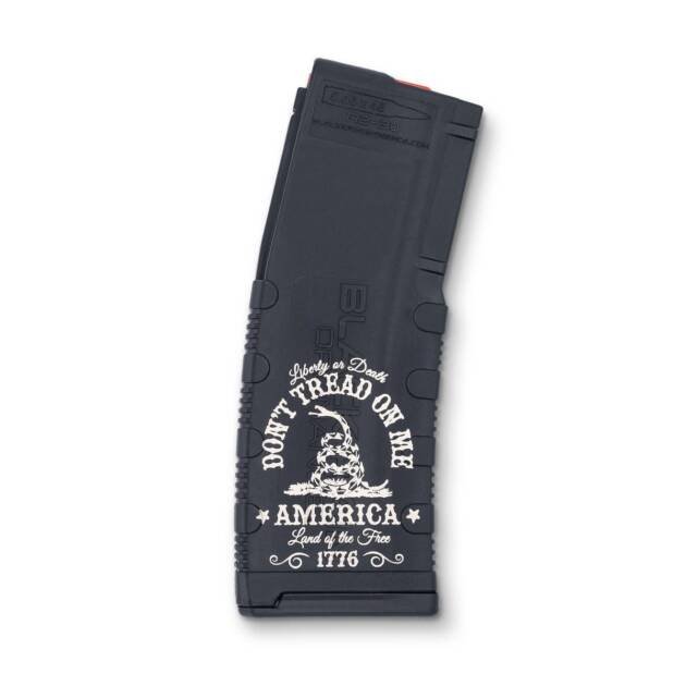 Gadsden Flag Magazine: American Patriotism with Coiled Snake Design for .30 Caliber Firearms.