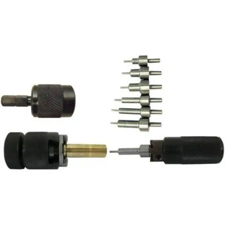 Versatile precision tool set with interchangeable bits for mechanics and technicians intricate tasks.