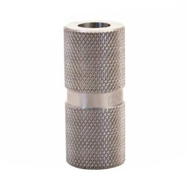 Durable knurled metallic cylinder designed for secure grip and versatile mechanical connections.