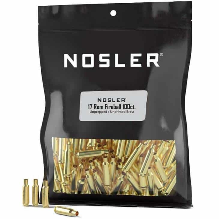 Nosler Unprimed Unprepped Brass Rifle Cartridge Cases .17 Rem Fireball NOS HS 100/ct (BULK)