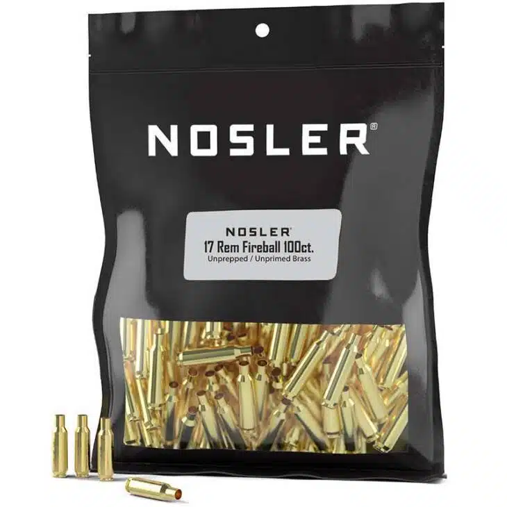 Nosler Unprimed Unprepped Brass Rifle Cartridge Cases .17 Rem Fireball NOS HS 100/ct (BULK)