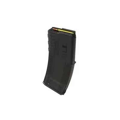 Curved black magazine for SIN-00BT firearm, designed for reliability, efficiency, and tactical use.