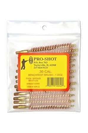 Pro-Shot Benchrest Phosphorus Bronze Rifle Cleaning Brushes .30 cal 12/ct