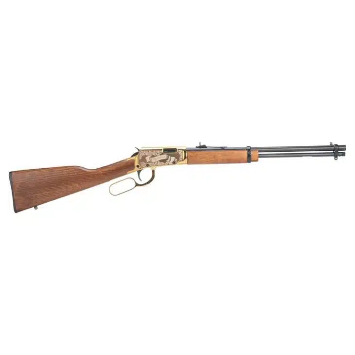 Rossi Rio Bravo Wyatt Earp Engraved PVDD Gold Rifle .22 LR 15rd Capacity 18' Barrel Wood Stock