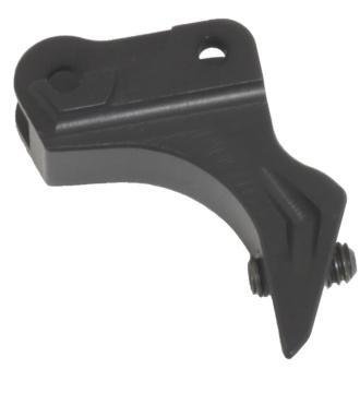 Ergonomic black trigger lever for firearms, enhancing control and precision in tactical applications.