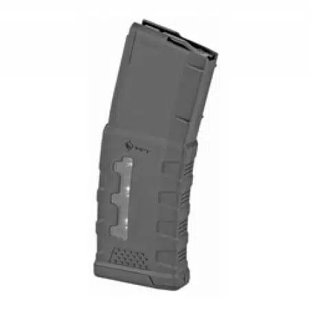 Durable semi-transparent magazine for DPMS .556 rifles, featuring textured grip and reliable feeding.
