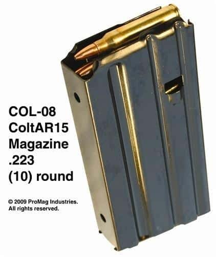 Colt AR-15 .223 steel magazine, 10 round capacity, durable, reliable, ideal for shooting and hunting.