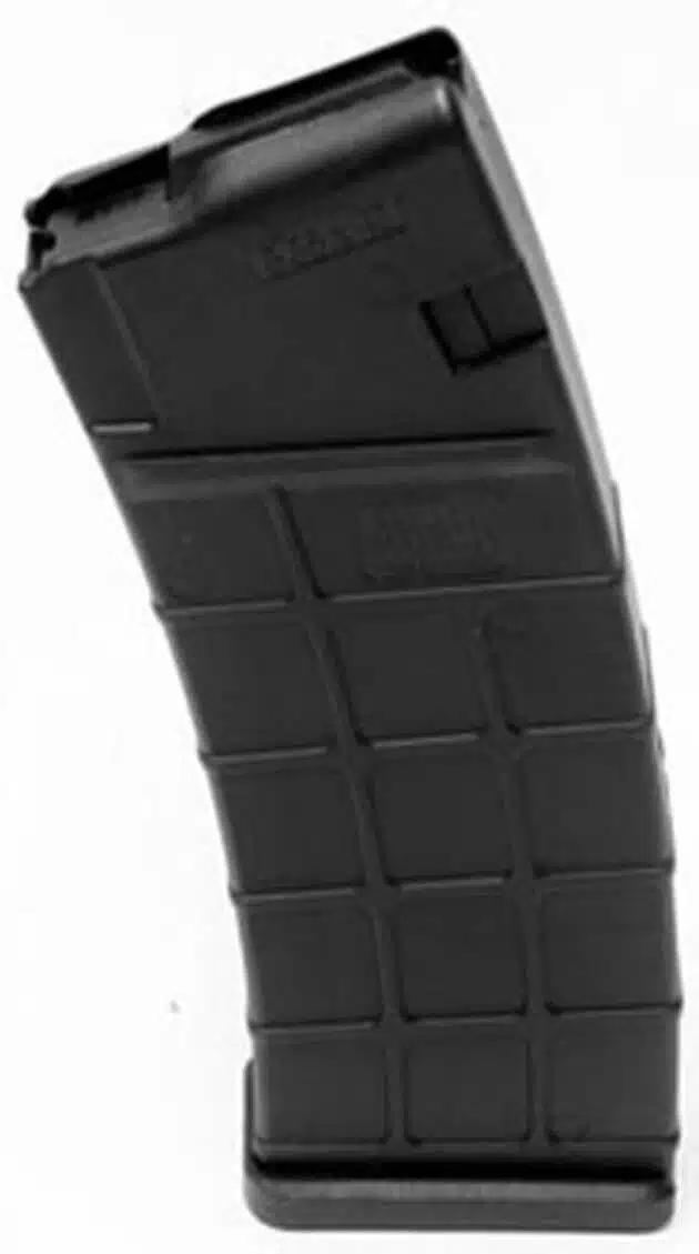 Curved black rifle magazine ZMHECA9 for high-capacity performance in semi-automatic firearms.