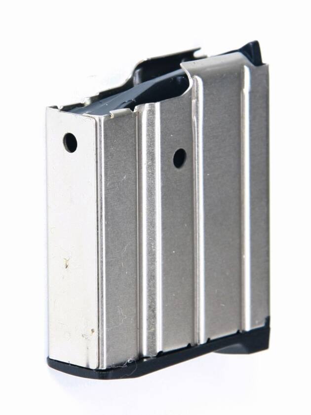 Sleek ZMRUG09N metallic firearm magazine with durable polymer base for reliable performance and quick ammo checks.