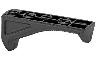 Ergonomic matte black vertical grip for improved firearm control and stability.