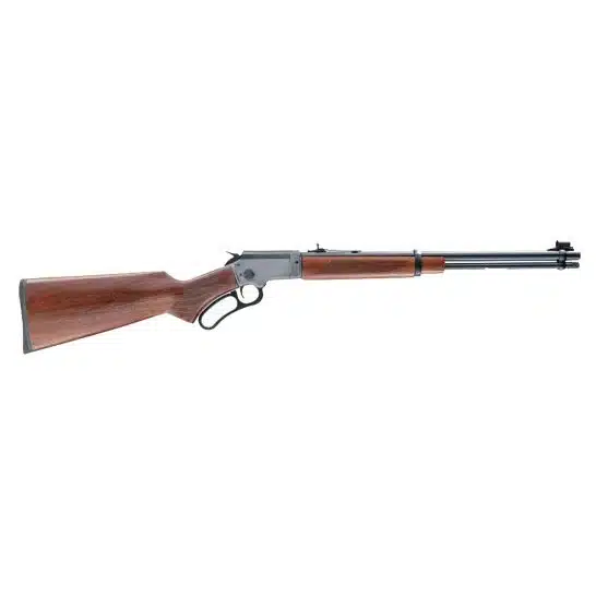 Timeless lever-action rifle with elegant wooden stock and polished metal finish for shooting enthusiasts.