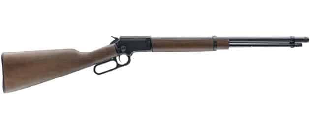 Timeless lever-action rifle with a precision barrel and ergonomic wooden stock for hunters.