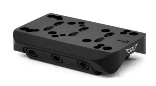 Durable matte black aluminum component with ergonomic grip and versatile mounting options for various applications.
