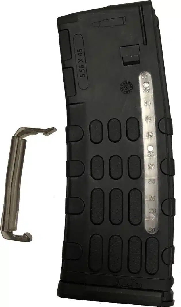 KCI MZ018 Polymer Magazine: Lightweight, durable, with grip and transparent round indicator for quick reloads.