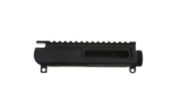 Matte black AR-15 upper receiver with durable aluminum, Picatinny rail, and efficient ejection design.