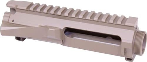 Durable tan upper receiver with Picatinny rail for modern sporting rifles and tactical accessories.