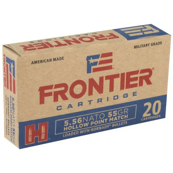 HORNADY FRONTIER 5.56NATO 55GR HP 25RD BX 500RD CASE