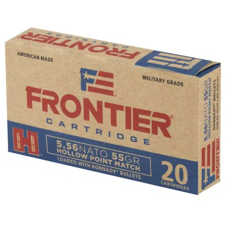 HORNADY FRONTIER 5.56NATO 55GR HP 25RD BX 500RD CASE - Image 2