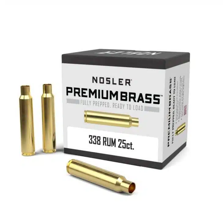 Nosler Unprimed Brass Rifle Cartridge Cases 25/ct .338 RUM