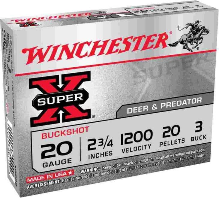 Winchester Super X Buckshot Shotshells 20 ga 2-3/4" 1200 fps #3 15/ct